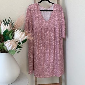 Knee length flowy dress WITH POCKETS pink cheetah